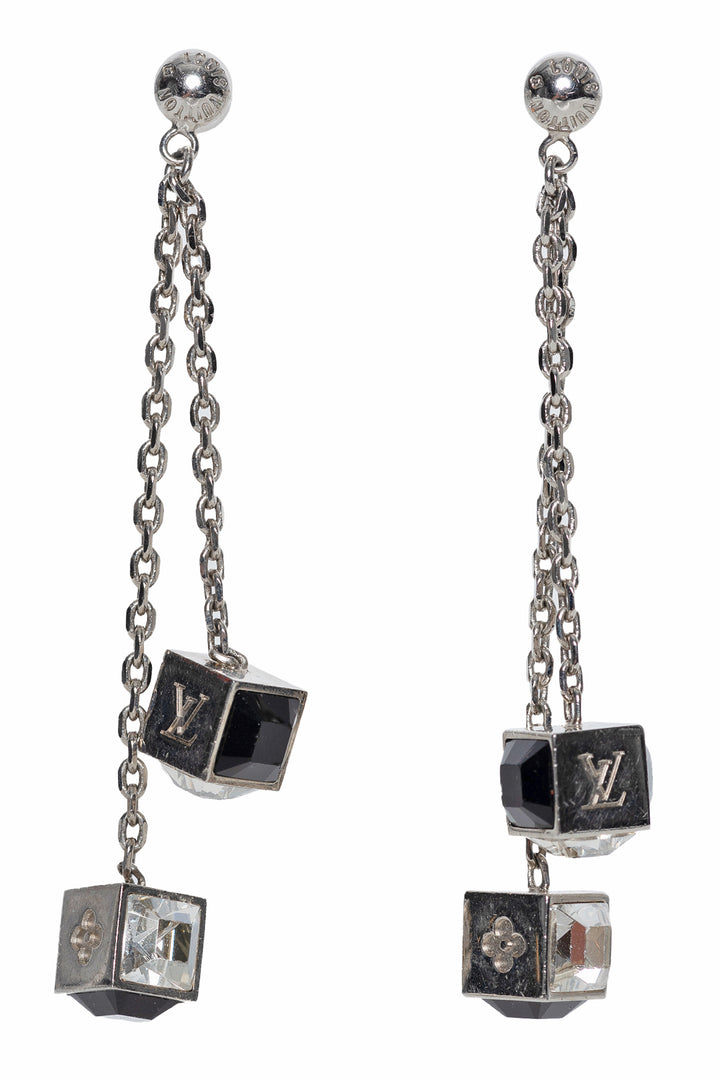 Louis Vuitton Crystal Gamble Drop Earrings