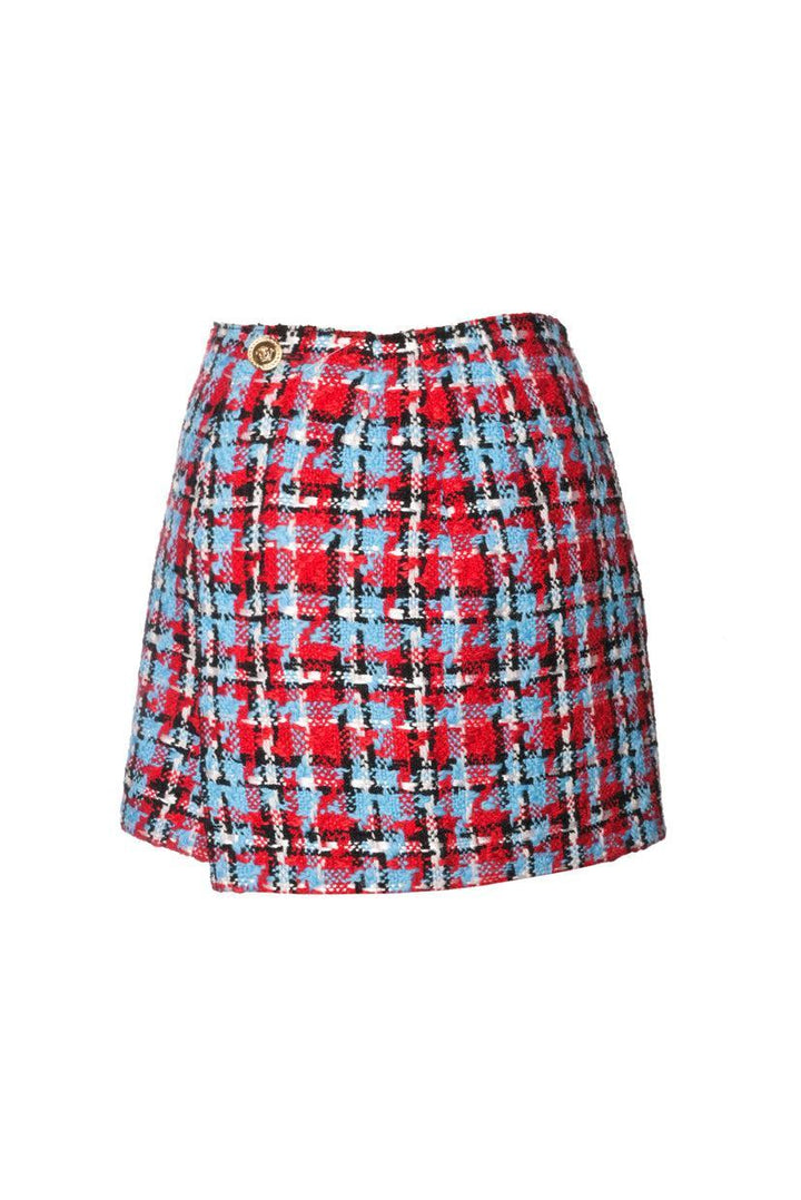 Versace Size 40 Wool Blend Tweed Mini Skirt