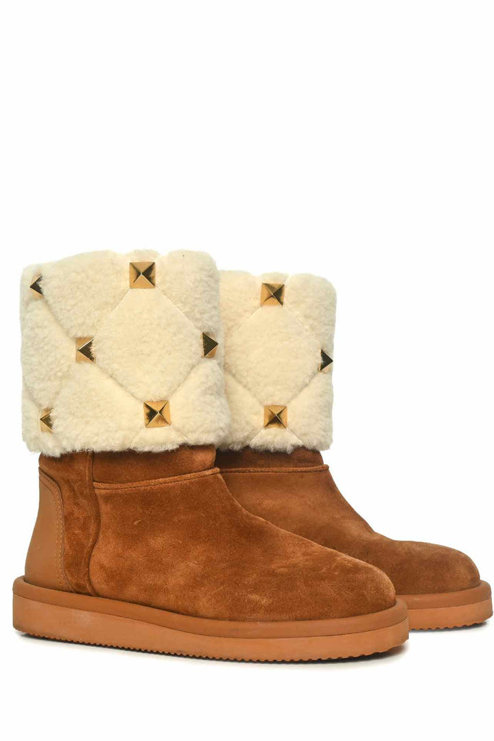 Valentino Size 36.5 Roman Stud Quilted Ankle Boots