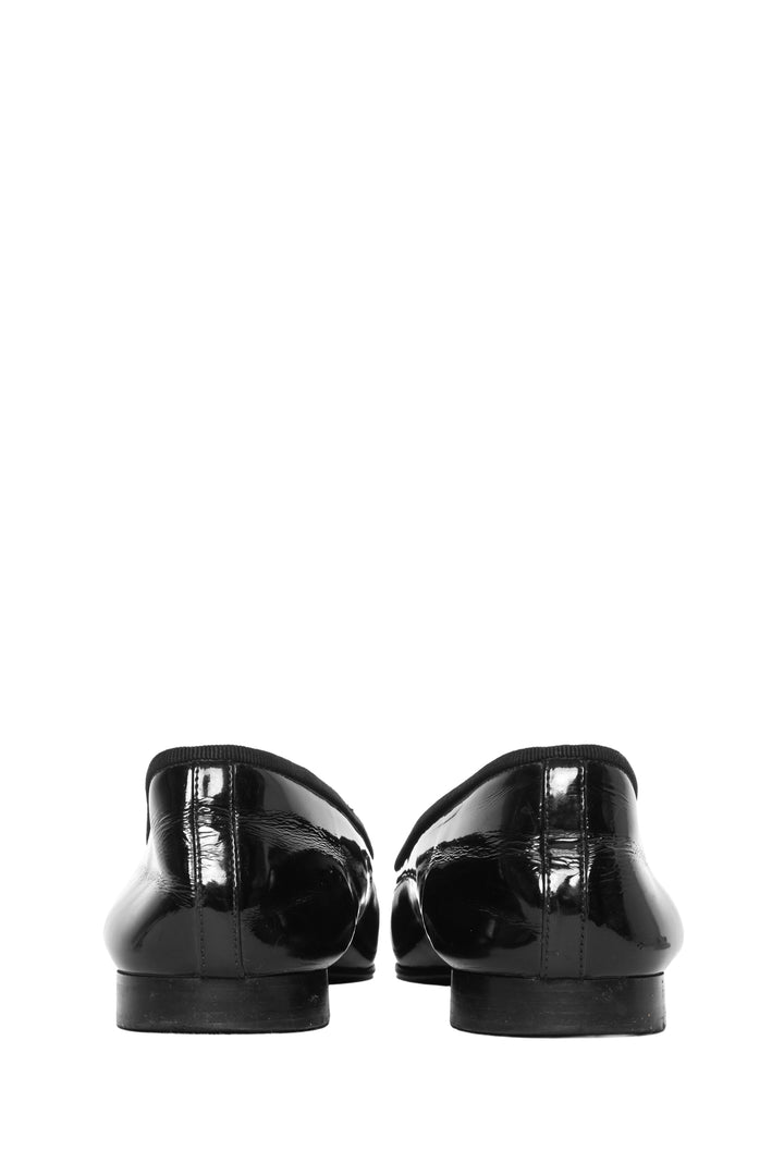 Chanel Size 39.5 Interlocking CC Patent Leather Ballet Flats