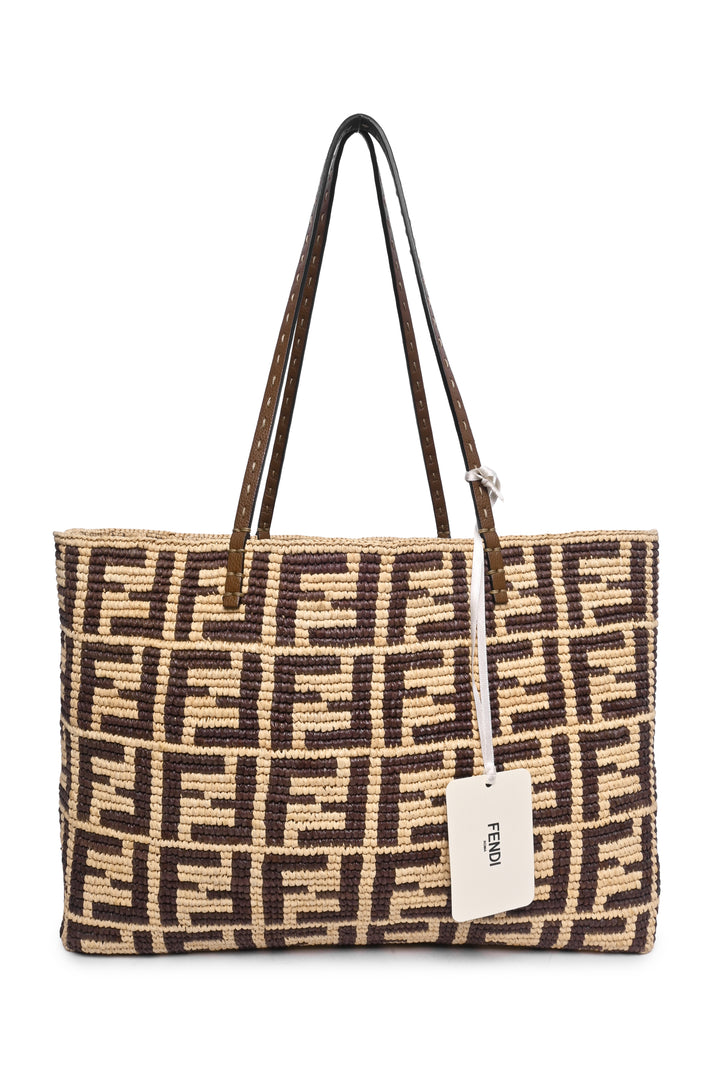 Fendi Large Roll FF Raffia Tote