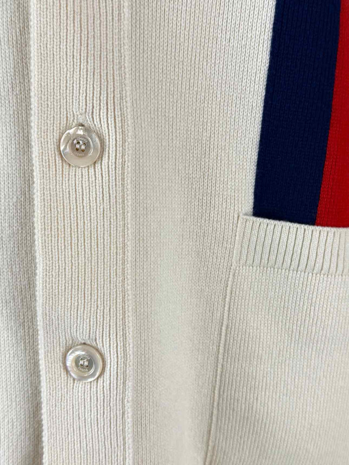 Gucci Size S Men's Wool & Cashmere Blend Shoulder Stripes Cardigan