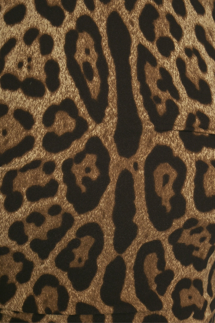 Dolce & Gabbana Size 40 Ruched Silk Leopard Print Dress