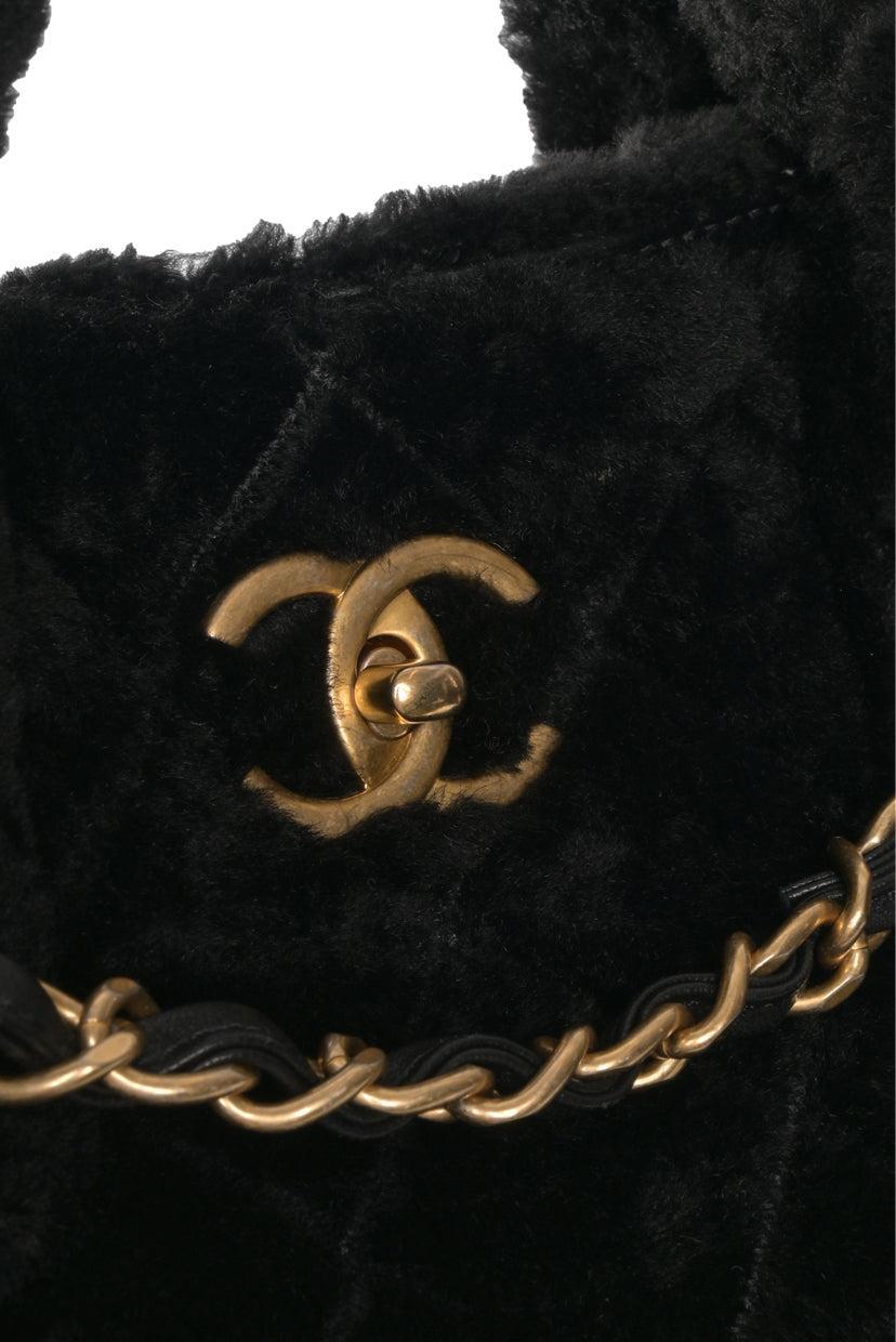 Chanel 2020 Shearling Sequin Tweed Shopper Tote