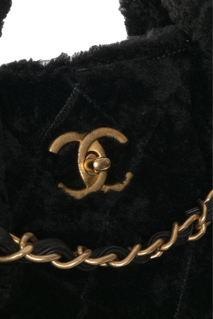 Chanel 2020 Shearling Sequin Tweed Shopper Tote