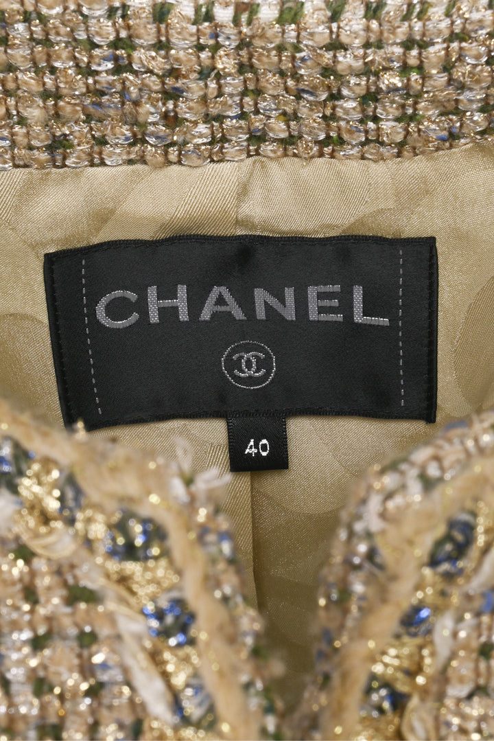 Chanel Size 40 2021 Faux Fur & Tweed Cropped Jacket