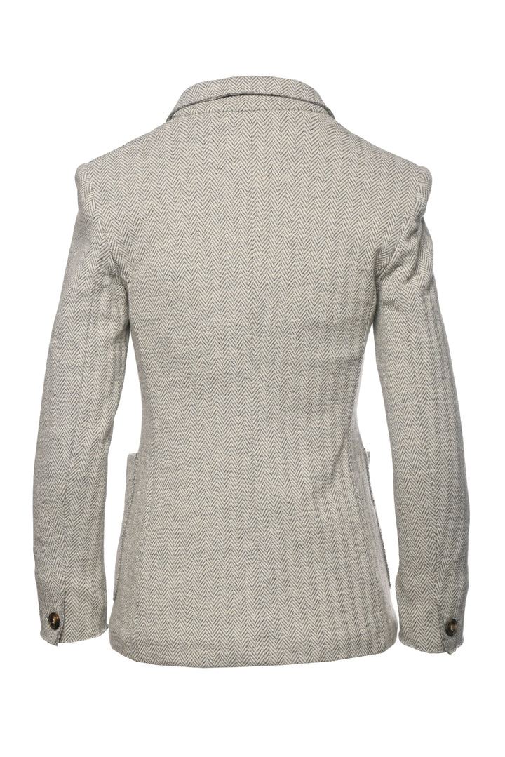 Weekend Max Mara Size 6 Single Breasted Raw Edge Herringbone Jacket
