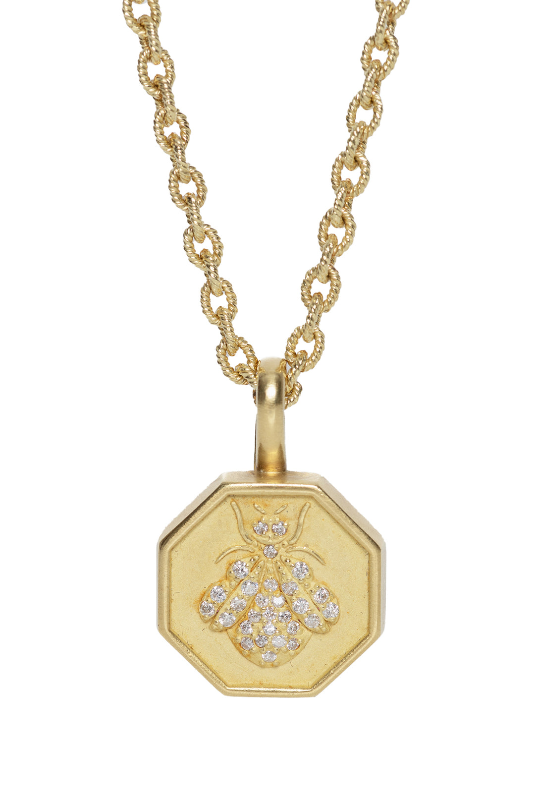 18K Yellow Gold & Diamond Bee Pendant Necklace