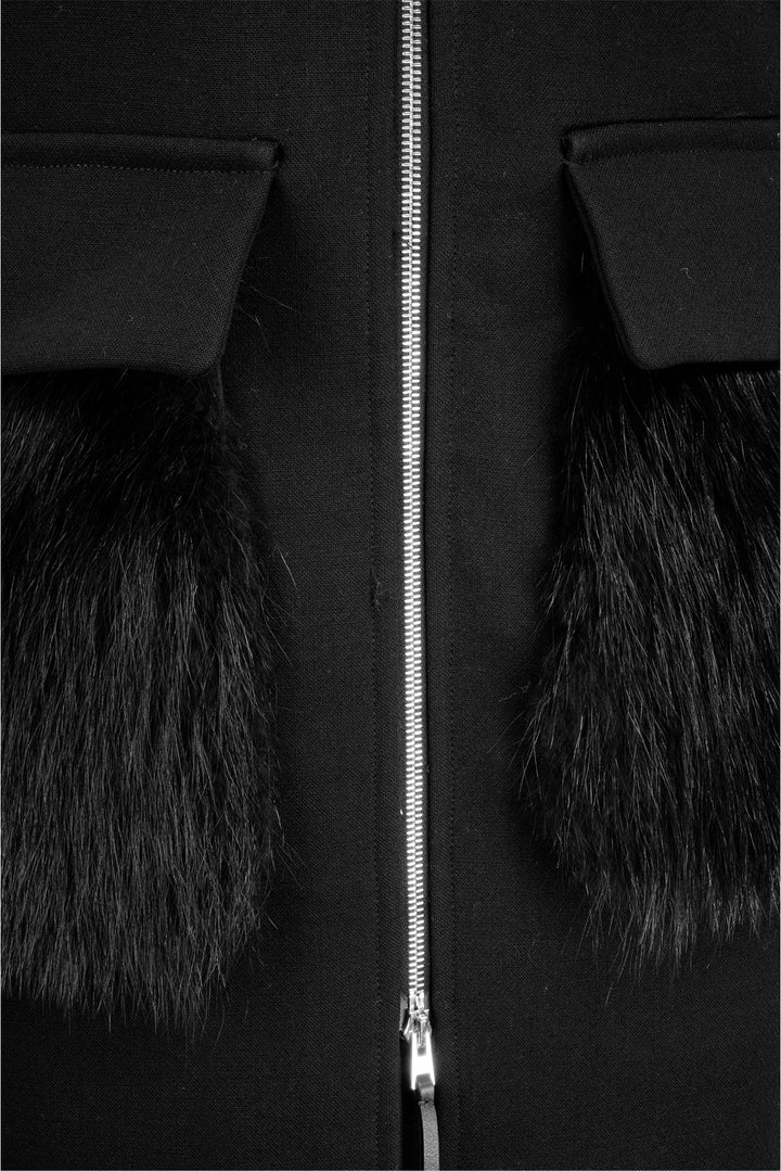 Marni Size 40 Fur Pocket Hooded Wool-Blend Vest