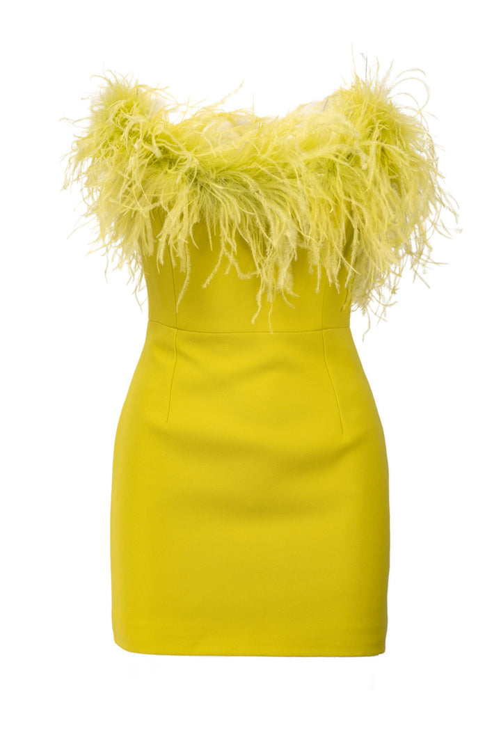 New Arrivals Size 6 Cynthia Ostrich Feather Trim Dress