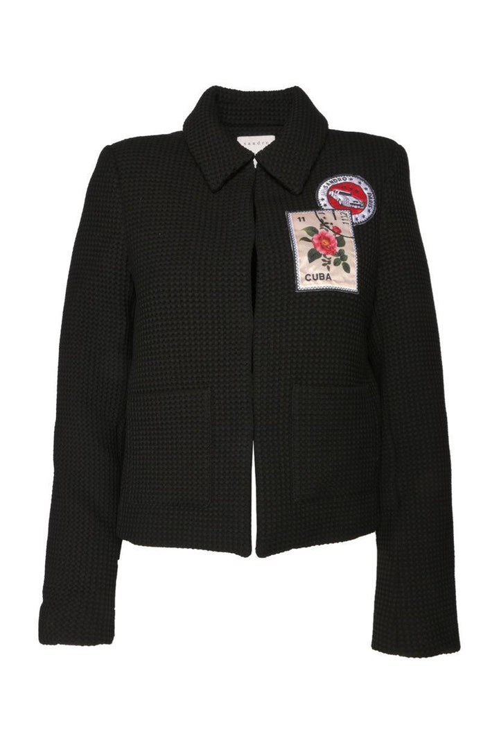 Sandro Size 36 Loumis Cuba & Logo Patch Waffle Jacket