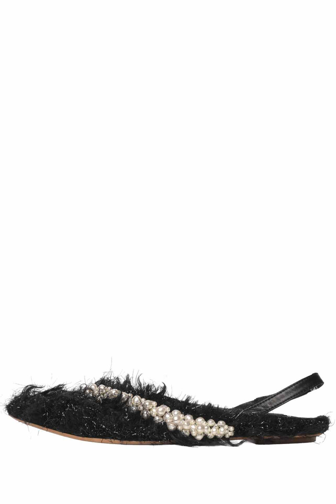 Simone Rocha Size 38 Embellished Fuzzy Pointed Toe Slingback Flats