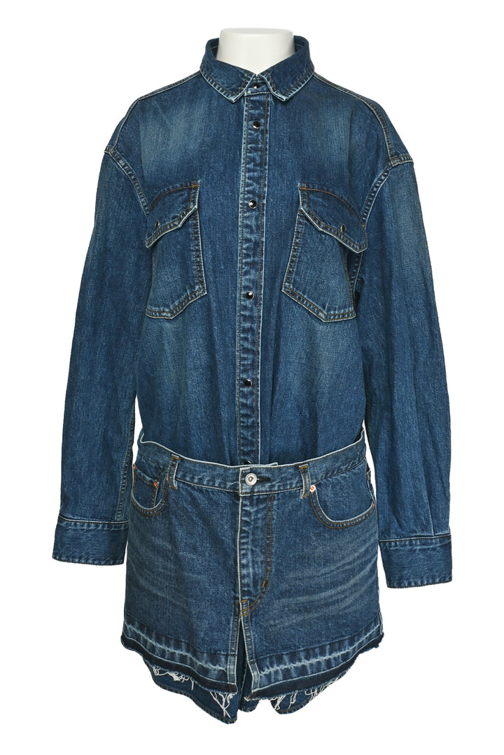 Sacai Size 4 Snap Buttoned Denim Skirt Dress