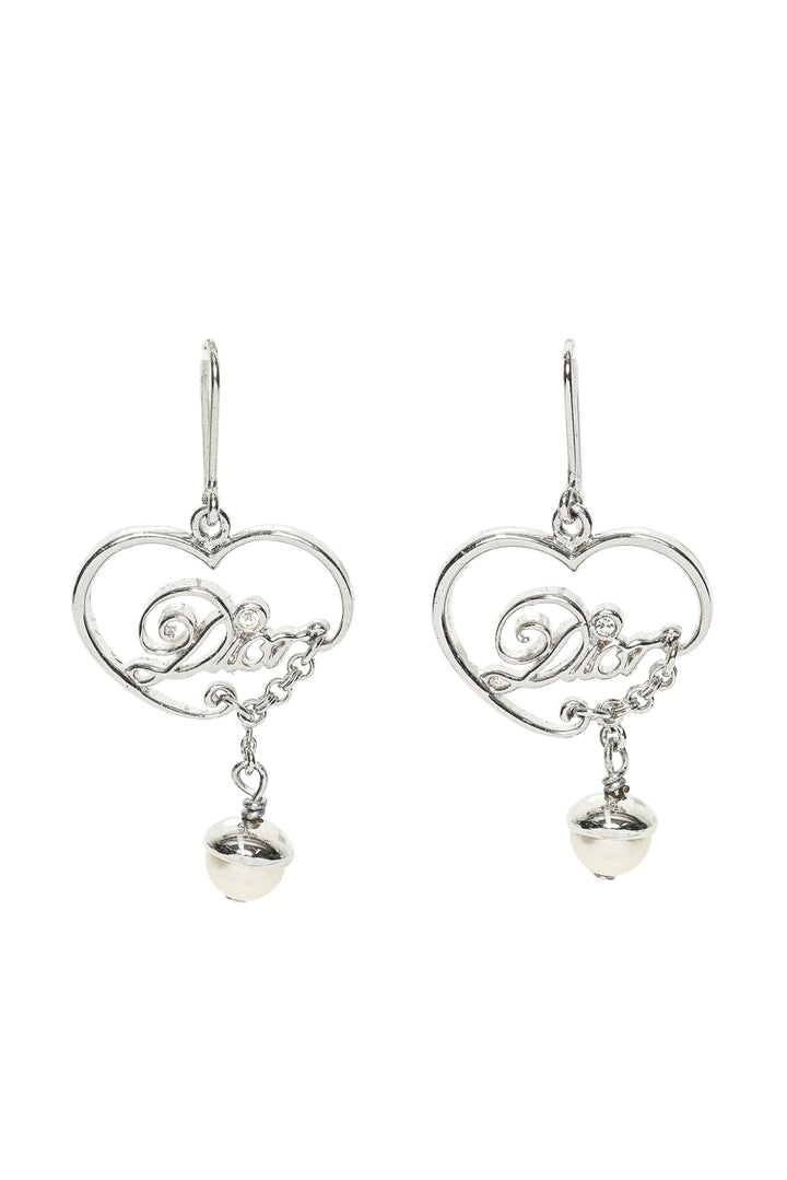 Dior Heart & Faux Pearl Dangle Earrings