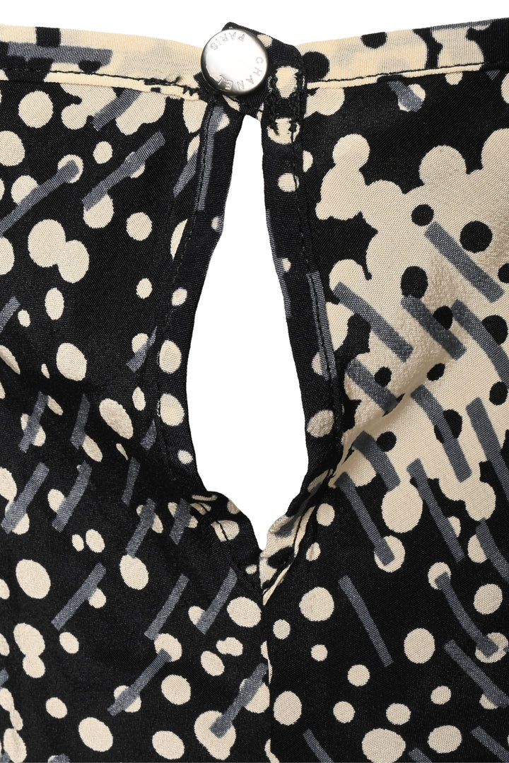 Chanel Size S 2002 Embellished Trim CC Logo & Polka Dot Silk Tank Top