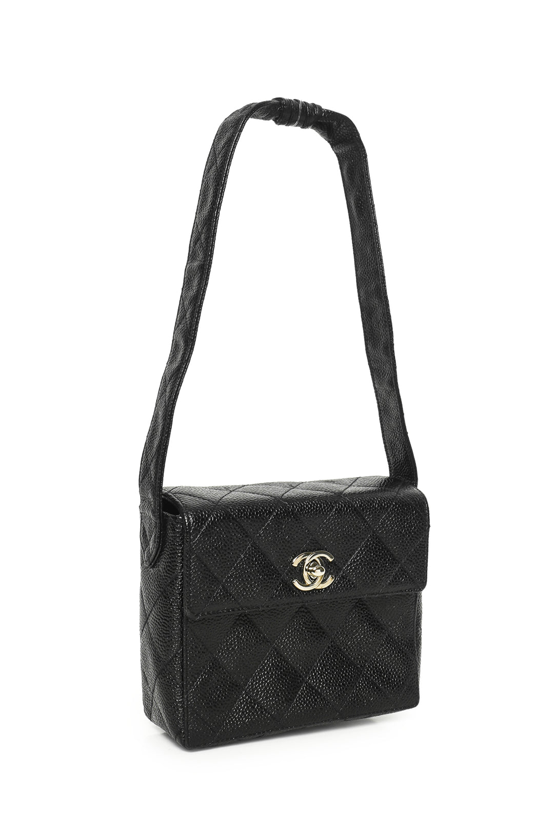 Chanel 1996-1997 Caviar Quilted Straight Flap Bag