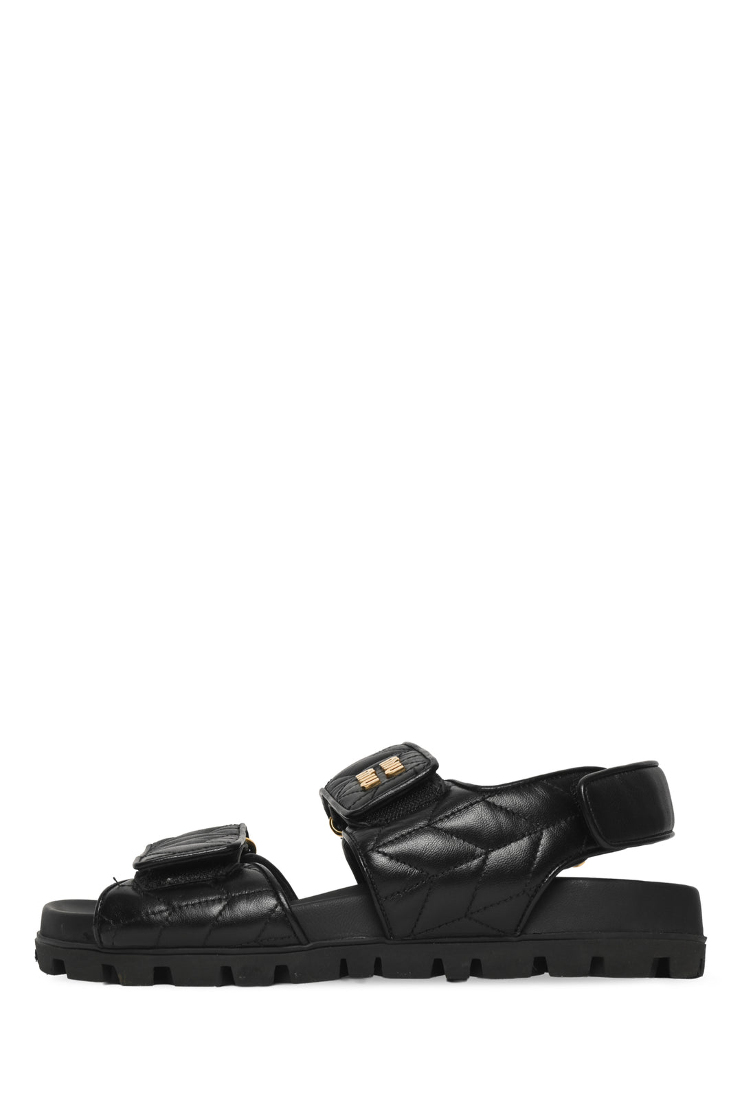 Miu Miu Size 38 Matelasse Leather Sport Sandals