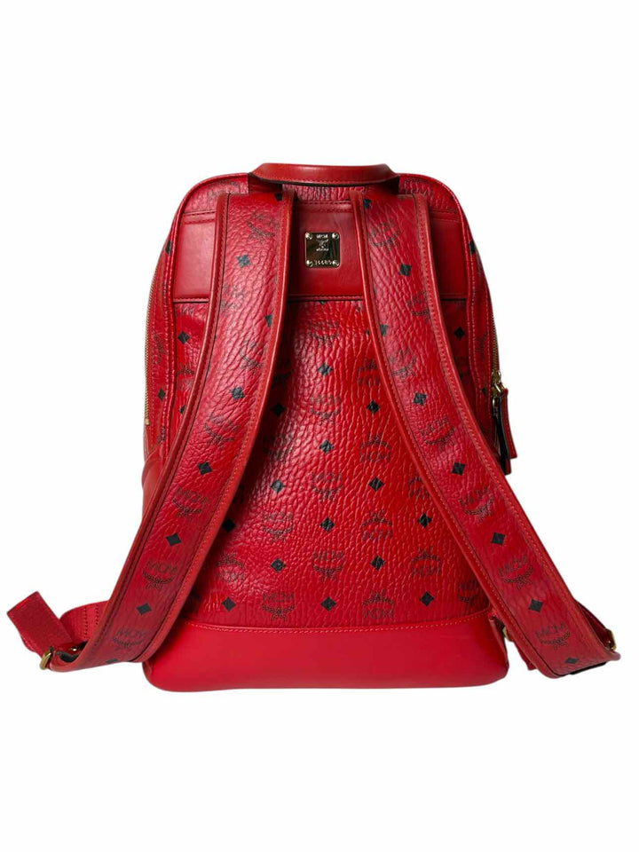 MCM Red Logo Leather BackPack