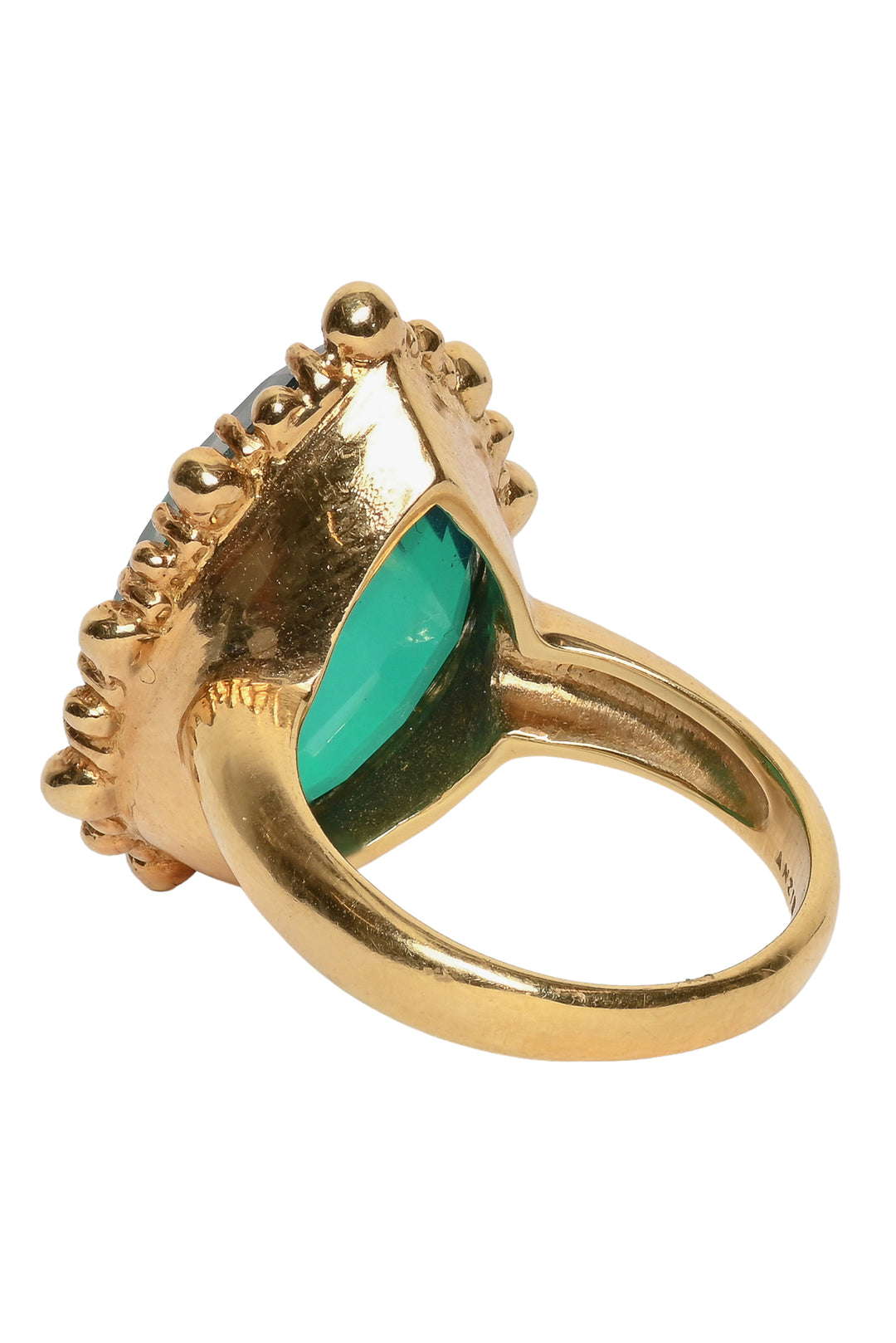 Anzie Size 6 18K Yellow Gold Green Quartz Ring