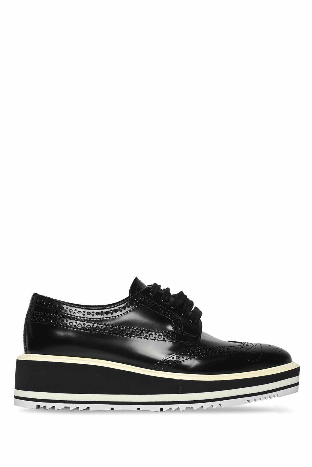 Prada Size 34.5 Wingtip Brogue Platform Derby