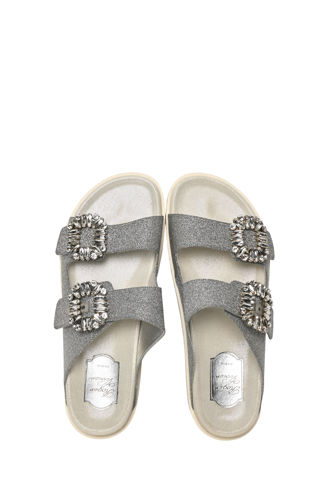 Roger Vivier Size 40 Slidy Viv Glitter Sandals