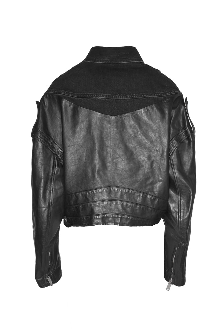 Unravel Project Size 38 Hybrid Denim & Leather Jacket