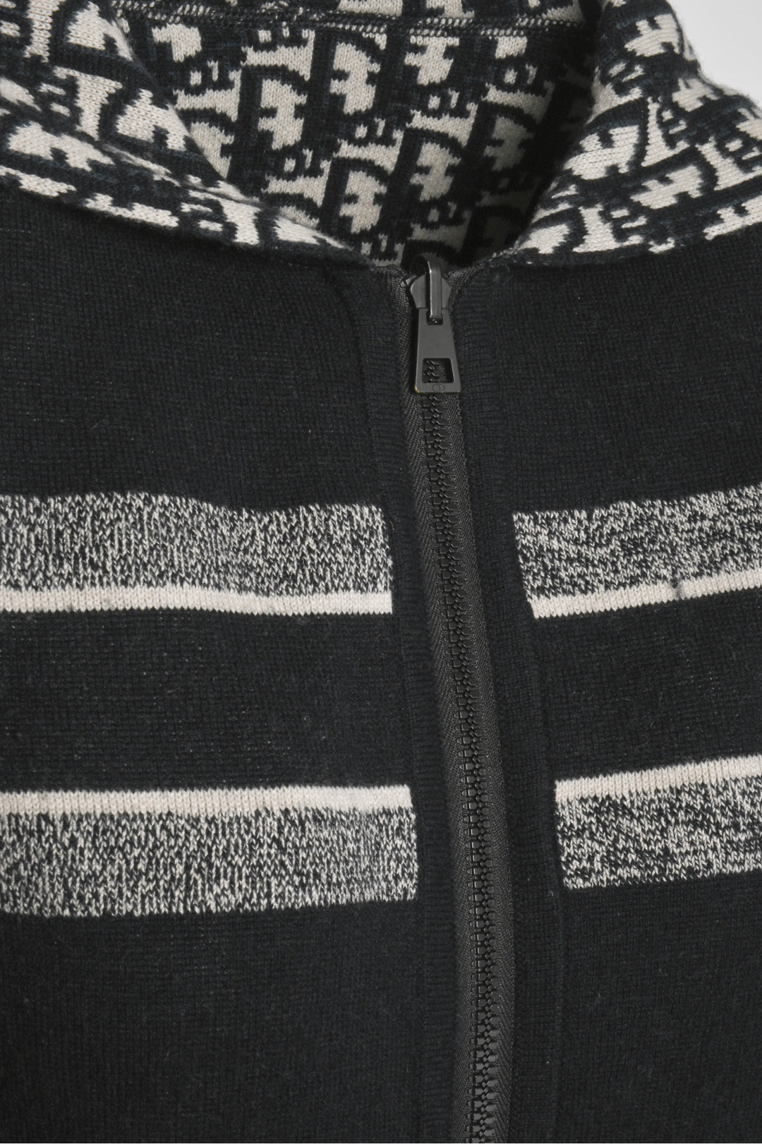 Dior Size 4 Cashmere Oblique Motif Reversible Zipper Hooded Cardigan