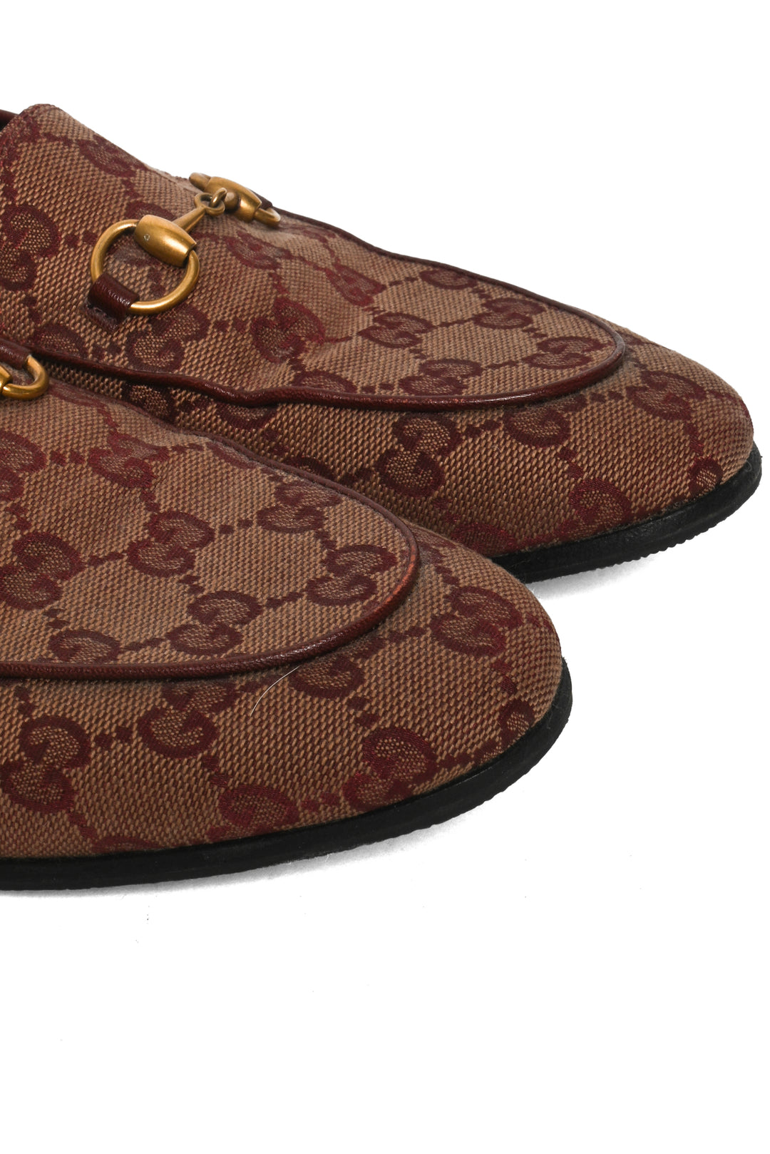 Gucci Size 37.5 Canvas GG Jordaan Loafers