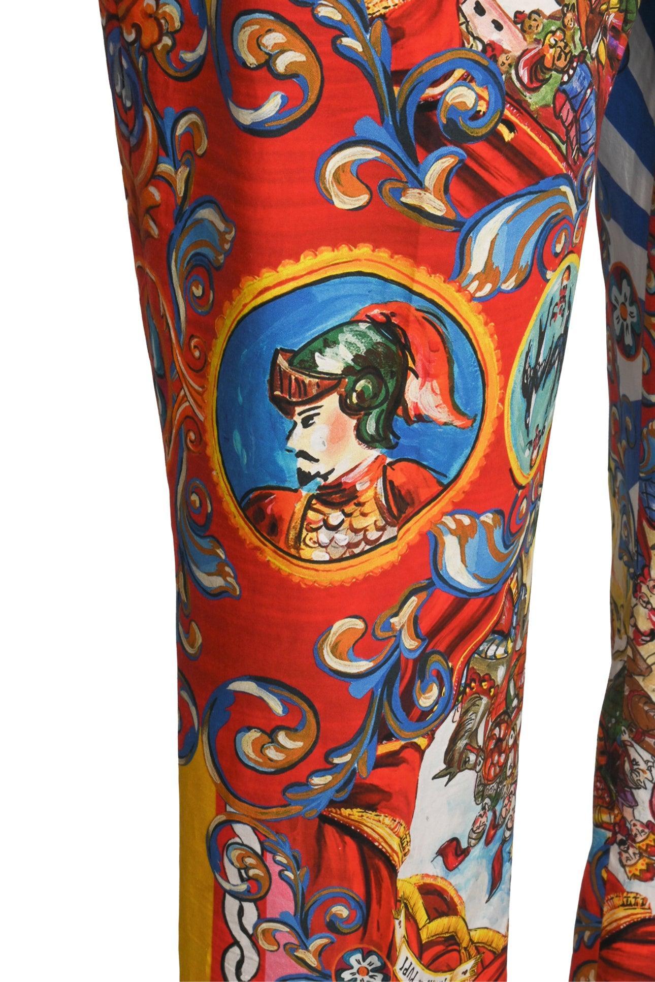 パンツ dolce&gabbana 10SS layered crushed pants Dolce & Gabbana Size 42 Teatro Dei Pupi Pattern Pants - Luxury