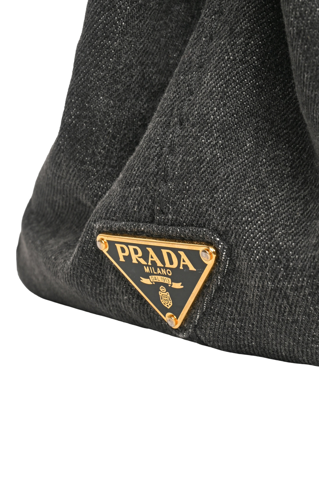 Prada Denim Logo Canapa Large Tote