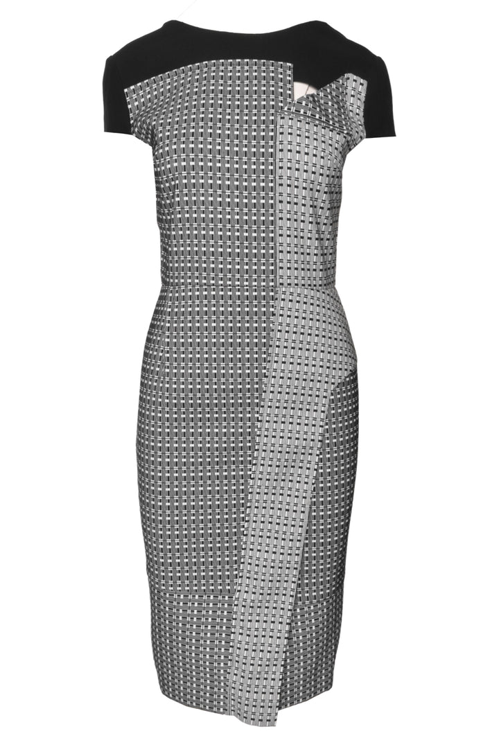 Roland Mouret Size 8 Cap Sleeve Geometric Print Midi Dress