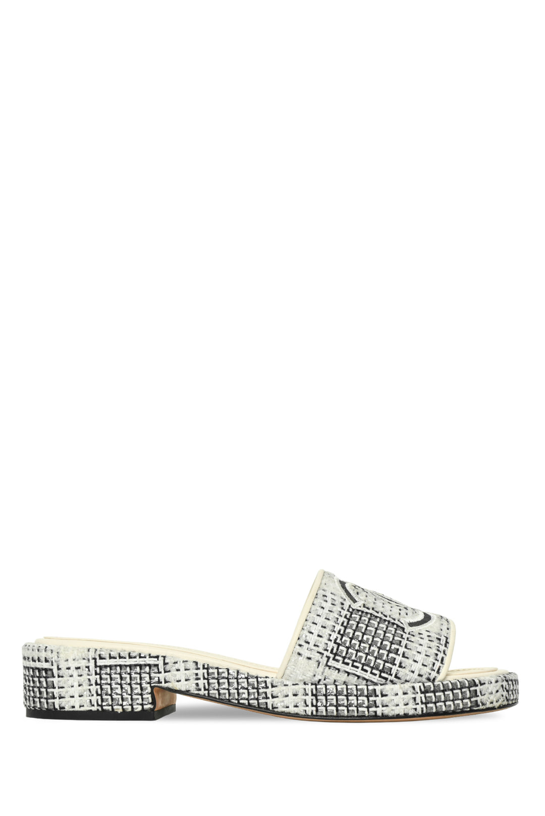 Chanel Size 40 Tweed CC Logo Slides
