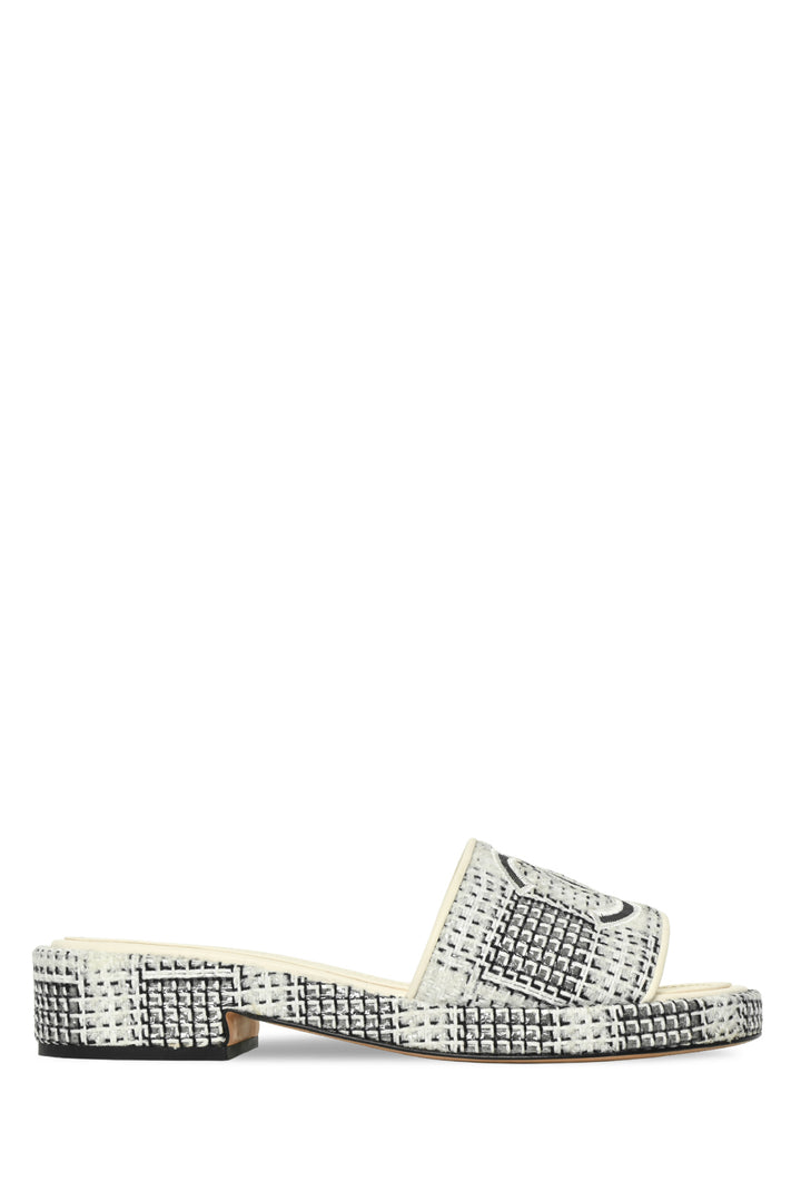 Chanel Size 40 Tweed CC Logo Slides