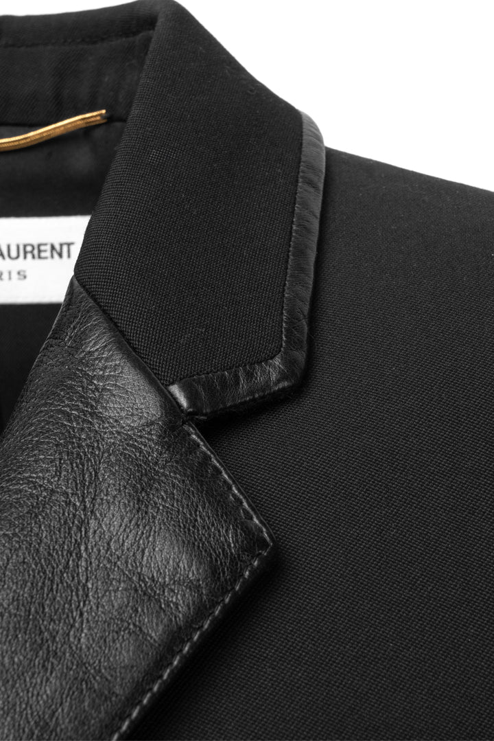 Saint Laurent Size 2 2018-19 Leather Lapel Blazer & Cumberband Wool Shorts Set