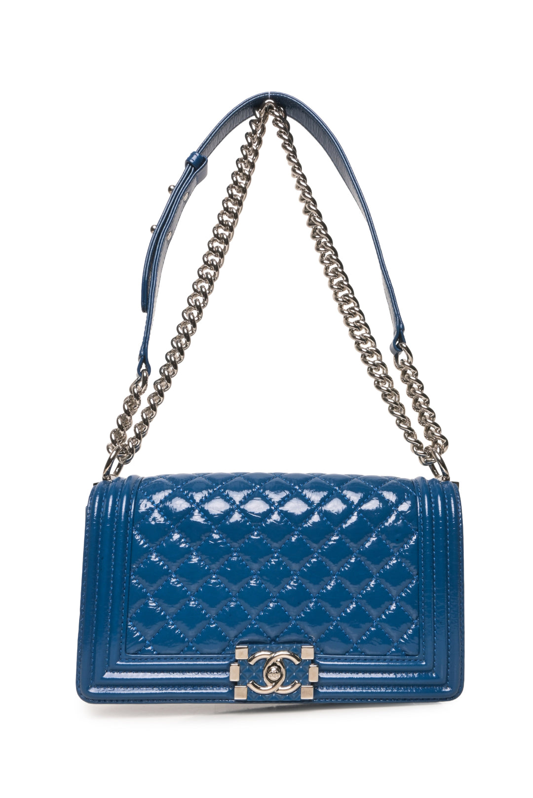 Chanel 2018 Patent Quilted Medium Boy Shoulder Bag