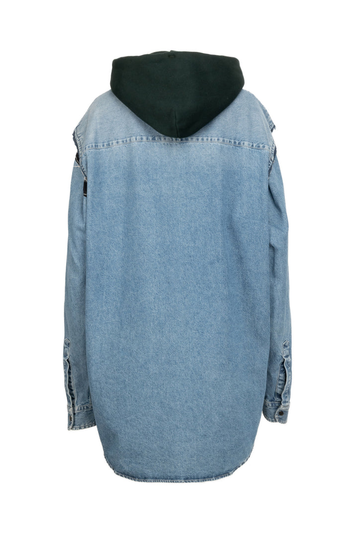 Balenciaga Size 39 Men's 2018 2pc Twinset Denim & Check Hooded Layered Jacket