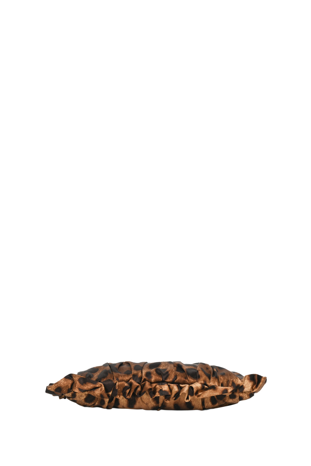 Dolce & Gabbana Leopard Print Ruffle Satin Wristlet Pouch