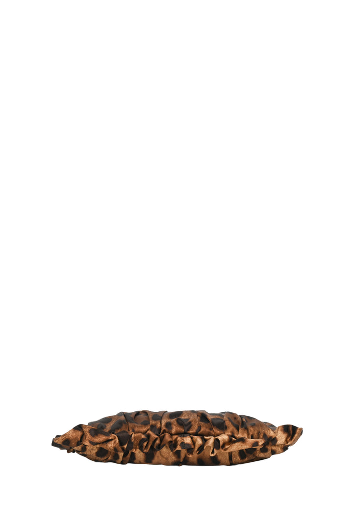 Dolce & Gabbana Leopard Print Ruffle Satin Wristlet Pouch