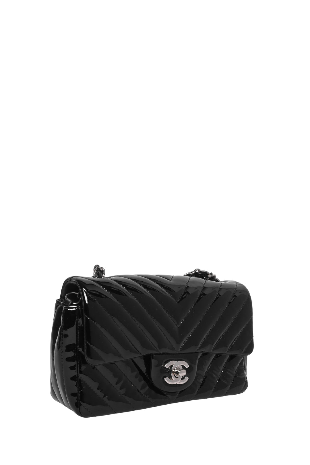 Chanel 2015-2016 Mini Rectangular Classic Chevron Patent Single Flap Bag