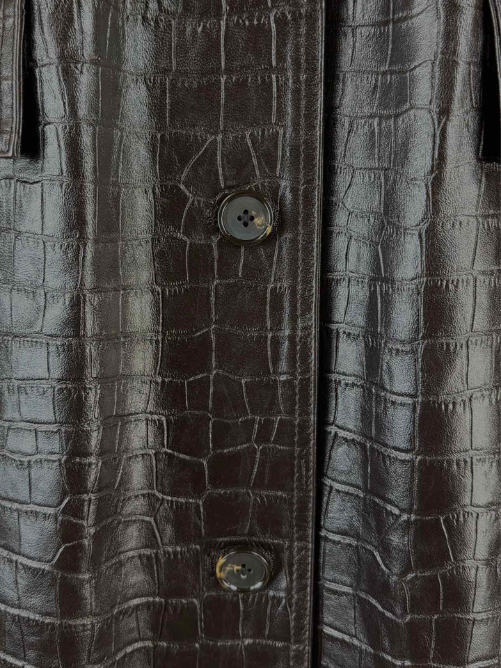 Toteme Size 36 Raglan Sleeve Croco Embossed Coat