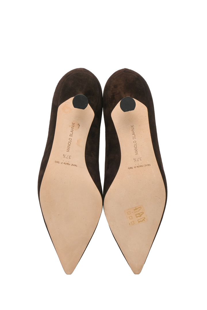 Manolo Blahnik Size 37.5 Osmaclo Suede Pumps