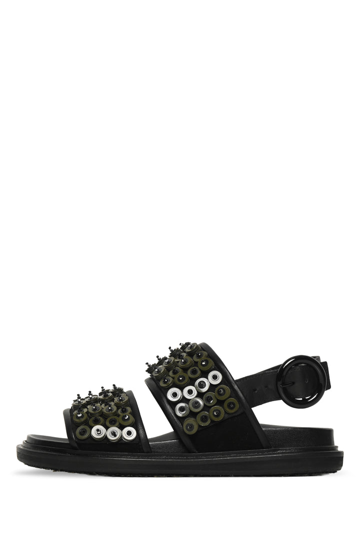 Marni Size 37.5 Embellished Leather Slingback Sandals