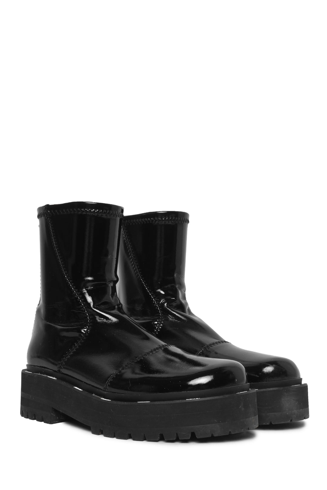 Fendi Size 35.5 Patent Neoprene Combat Ankle Boots