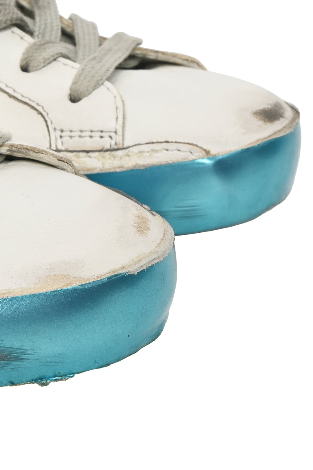 Golden Goose Size 37 Superstar Distressed Metallic Leather Low Top Sneaker