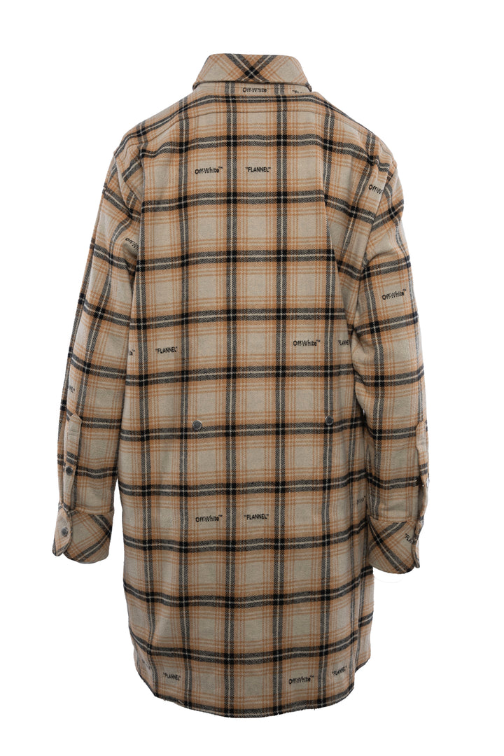 Off White Size 44 Logo Plaid Flannel Shirt Dress