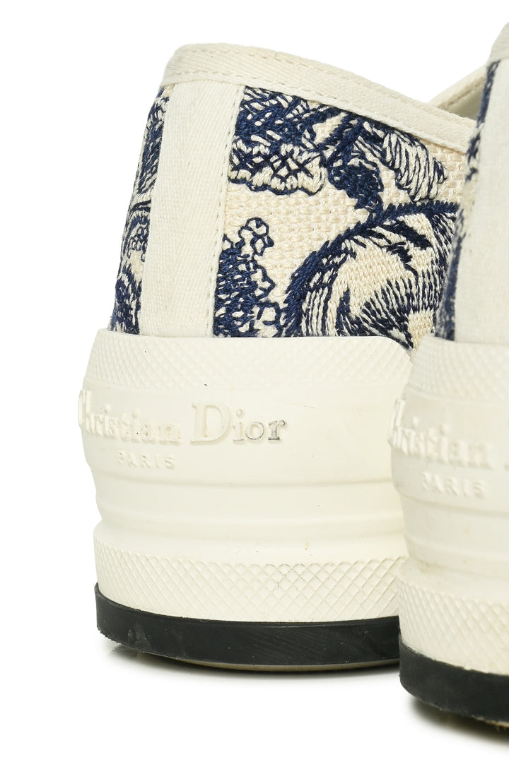 Christian Dior Size 38 Toile de Jouy Embroidered Canvas Walk'n'Dior PlatfSneaker