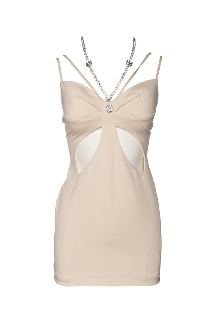 Area Size S Crystal Butterfly Cutout Mini Dress