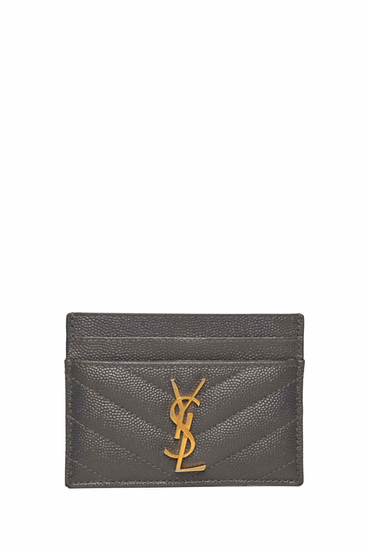 Saint Laurent Cassandre Quilted Grain De Poudre Leather Card Holder Wallet