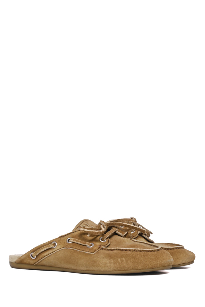 Miu Miu Size 37 Faded Suede Bow Accent Mules