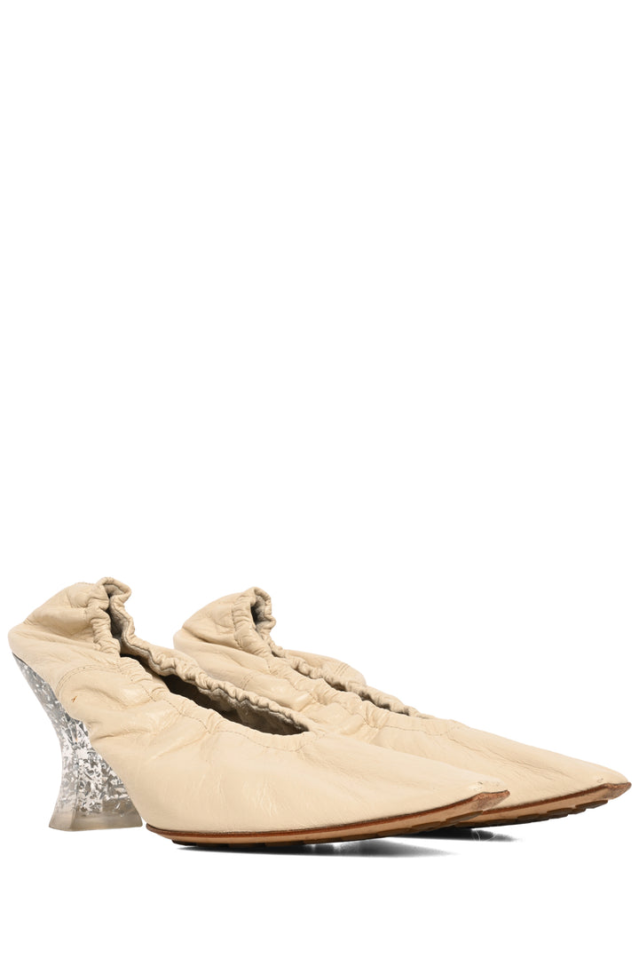 Bottega Veneta Size 36 Almond Crushed Leather Pumps